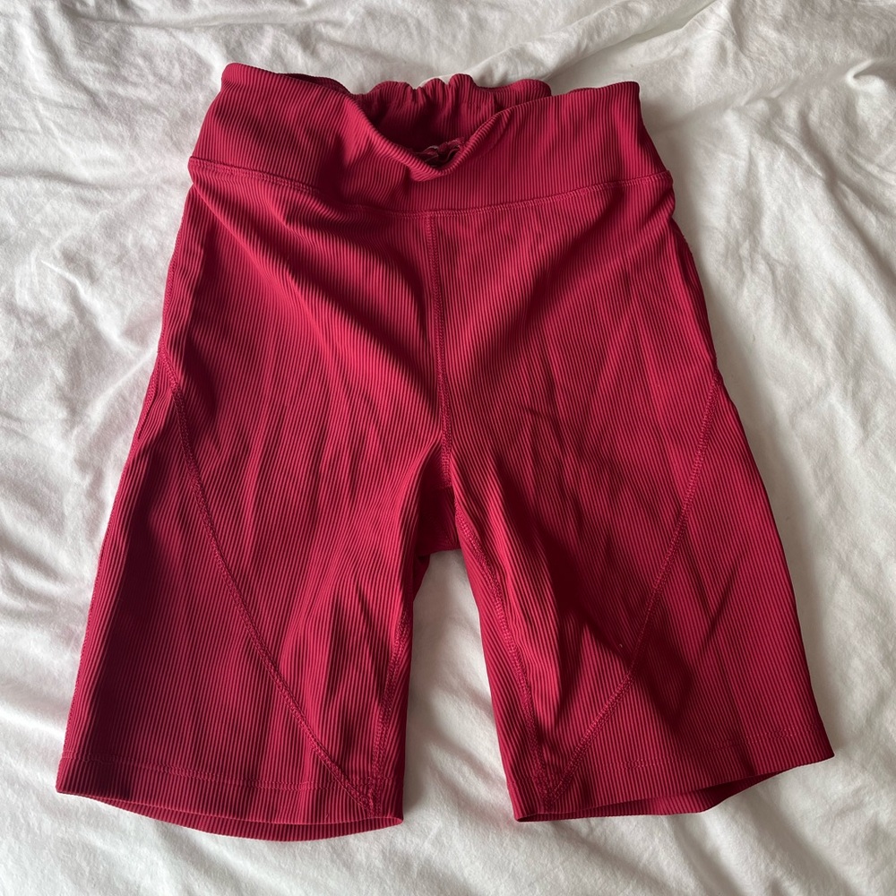 Free People Movement Hot Pink Ribbed Biker Shorts Size S